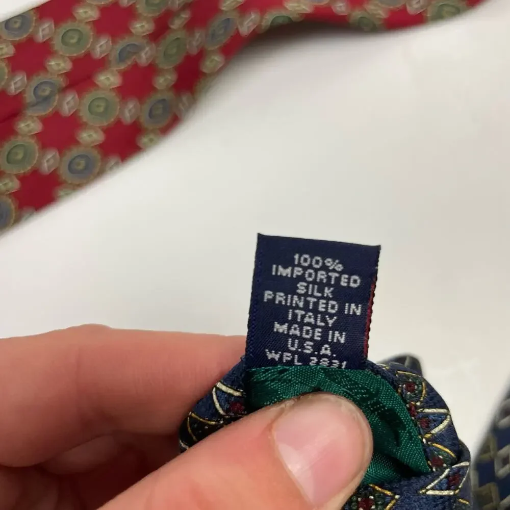 Tommy Hilfiger | 100% Silk Red Green & Blue Circular Print Tie - Picture 3 of 3
